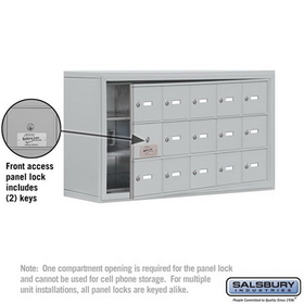 Salsbury Industries 19138-15ASK Cell Phone Storage Locker-with Front Access Panel-3 Door High Unit (8 Inch Deep Compartments)-15 A Doors (14 usable)-Aluminum-Surface Mounted-Master Keyed Locks