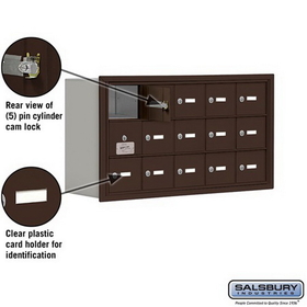 Salsbury Industries 19138-15ZRK Cell Phone Storage Locker-with Front Access Panel-3 Door High Unit (8 Inch Deep Compartments)-15 A Doors (14 usable)-Bronze-Recessed Mounted-Master Keyed Locks