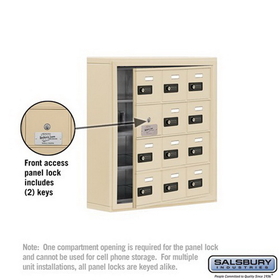 Salsbury Industries 19145-12SSC Cell Phone Storage Locker-4 Door High Unit(5 Inch Deep Compartments)-12 A Doors(11 usable)-Sandstone-Surface Mounted-Resettable Combination Locks