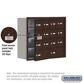 Salsbury Industries 19148-14ZRK Cell Phone Storage Locker-4 Door High Unit(8 Inch Deep Compartments)-12 A Doors(11 usable)and 2 B Doors-Bronze-Recessed Mounted-Master Keyed Locks