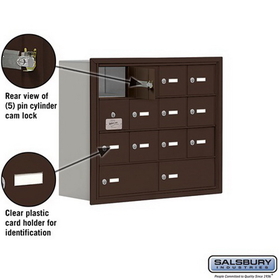 Salsbury Industries 19148-14ZRK Cell Phone Storage Locker-4 Door High Unit(8 Inch Deep Compartments)-12 A Doors(11 usable)and 2 B Doors-Bronze-Recessed Mounted-Master Keyed Locks