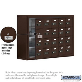 Salsbury Industries 19148-20ZSC Cell Phone Storage Locker-with Front Access Panel-4 Door High Unit(8 Inch Deep Compartments)-20 A Doors(19 usable)-Bronze-Surface Mounted-Resettable Combination Locks
