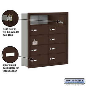 Salsbury Industries 19155-10ZRK Cell Phone Storage Locker-with Front Access Panel-5 Door High Unit (5 Inch Deep Compartments)-10 B Doors (9 usable)-Bronze-Recessed Mounted-Master Keyed Locks
