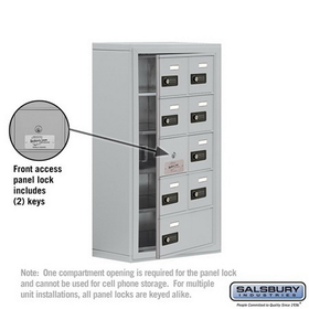 Salsbury Industries 19158-09ASC Cell Phone Storage Locker-5 Door High Unit(8in Deep Compartments)-8 A Doors(7 usable)and 1 B Door-Aluminum-Surface Mounted-Resettable Combination Locks