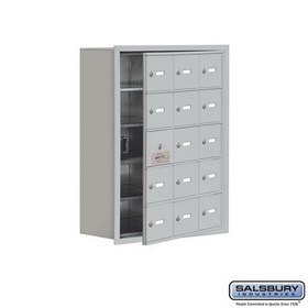 Salsbury Industries Recessed Mounted Cell Phone Storage Locker with 15 A Doors (14 usable) - Keyed Locks