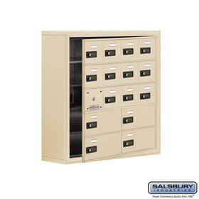 Salsbury Industries Cell Phone Storage Locker - with Front Access Panel - 5 Door High Unit (8 Inch Deep Compartments) - 12 A Doors and 4 B Doors - Surface Mounted - Resettable Combination Locks