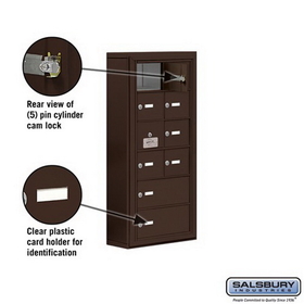 Salsbury Industries 19165-10ZSK Cell Phone Storage Locker-6 Door High Unit(5 Inch Deep Compartments)-8 A Doors(7 usable)and 2 B Doors-Bronze-Surface Mounted-Master Keyed Locks
