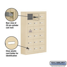 Salsbury Industries 19165-18SSK Cell Phone Storage Locker-with Front Access Panel-6 Door High Unit (5 Inch Deep Compartments)-18 A Doors (17 usable)-Sandstone-Surface Mounted-Master Keyed Locks