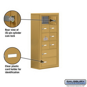 Salsbury Industries 19168-10GSK Cell Phone Storage Locker-with Front Access Panel-6 Door High Unit(8 Inch Deep Compartments)-8 A Doors(7 usable)and 2 B Doors-Gold-Surface Mounted-Master Keyed Locks