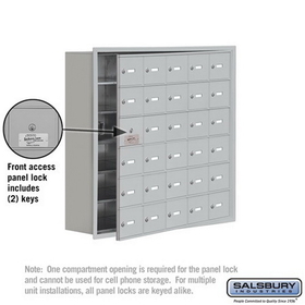 Salsbury Industries 19168-30ARK Cell Phone Storage Locker-with Front Access Panel-6 Door High Unit (8 Inch Deep Compartments)-30 A Doors (29 usable)-Aluminum-Recessed Mounted-Master Keyed Locks
