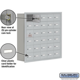 Salsbury Industries 19168-30ARK Cell Phone Storage Locker-with Front Access Panel-6 Door High Unit (8 Inch Deep Compartments)-30 A Doors (29 usable)-Aluminum-Recessed Mounted-Master Keyed Locks