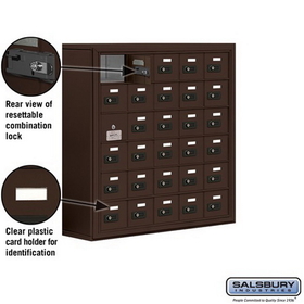 Salsbury Industries 19168-30ZSC Cell Phone Storage Locker-with Front Access Panel-6 Door High Unit(8 Inch Deep Compartments)-30 A Doors(29 usable)-Bronze-Surface Mounted-Resettable Combination Locks