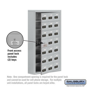 Salsbury Industries 19175-21ASC Cell Phone Storage Locker-7 Door High Unit(5 Inch Deep Compartments)-21 A Doors(20 usable)-Aluminum-Surface Mounted-Resettable Combination Locks