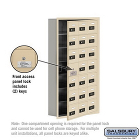 Salsbury Industries 19175-21SRC Cell Phone Storage Locker-7 Door High Unit(5 Inch Deep Compartments)-21 A Doors(20 usable)-Sandstone-Recessed Mounted-Resettable Combination Locks