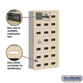 Salsbury Industries 19175-21SRC Cell Phone Storage Locker-7 Door High Unit(5 Inch Deep Compartments)-21 A Doors(20 usable)-Sandstone-Recessed Mounted-Resettable Combination Locks