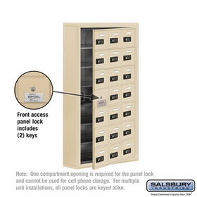 Salsbury Industries 19175-21SSC Cell Phone Storage Locker-7 Door High Unit(5 Inch Deep Compartments)-21 A Doors(20 usable)-Sandstone-Surface Mounted-Resettable Combination Locks