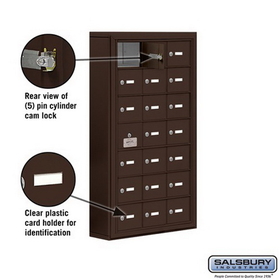 Salsbury Industries 19175-21ZSK Cell Phone Storage Locker-with Front Access Panel-7 Door High Unit (5 Inch Deep Compartments)-21 A Doors (20 usable)-Bronze-Surface Mounted-Master Keyed Locks