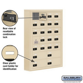 Salsbury Industries 19175-24SSC Cell Phone Storage Locker-with Front Access Panel-7 Door High Unit (5in Deep Compartments)-20 A Doors (19 usable) and 4 B Doors-Sandstone-Surface Mounted