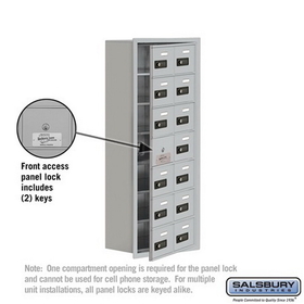 Salsbury Industries 19178-14ARC Cell Phone Storage Locker-7 Door High Unit(8 Inch Deep Compartments)-14 A Doors(13 usable)-Aluminum-Recessed Mounted-Resettable Combination Locks