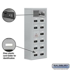 Salsbury Industries 19178-14ASC Cell Phone Storage Locker-7 Door High Unit(8 Inch Deep Compartments)-14 A Doors(13 usable)-Aluminum-Surface Mounted-Resettable Combination Locks