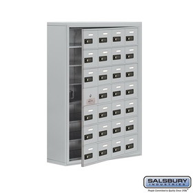 Salsbury Industries Cell Phone Storage Locker - 7 Door High Unit (8 Inch Deep Compartments) - 28 A Doors (27 usable) - Surface Mounted - Resettable Combination Locks