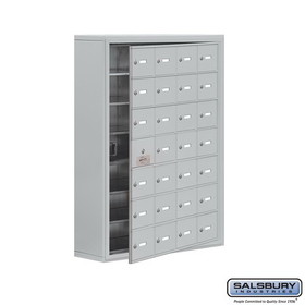 Salsbury Industries Cell Phone Storage Locker - 7 Door High Unit (8 Inch Deep Compartments) - 28 A Doors (27 usable) - Surface Mounted - Master Keyed Locks