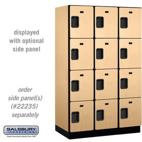 Salsbury Industries 15" Wide Four Tier Designer Wood Locker - 3 Wide - 6 Feet High - 21 Inches Deep - Blue