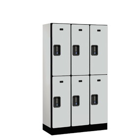 Salsbury 12" Wide Double Tier Designer Wood Locker - 3 Wide - 5 Feet High - 15 Inches Deep - Electronic Locks
