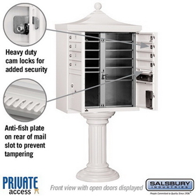 Salsbury Industries 3308R-WHT-P Regency Decorative CBU (Includes CBU, Pedestal, CBU Top, Pedestal Cover - Tall and Master Commercial Locks) - 8 A Size Doors - Type I - White - Private Access