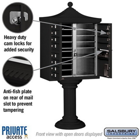 Salsbury Industries 3312R-BLK-P Regency Decorative CBU (Includes CBU, Pedestal, CBU Top, Pedestal Cover - Tall and Master Commercial Locks) - 12 A Size Doors - Type II - Black - Private Access