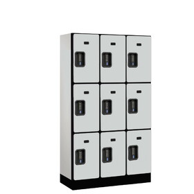 Salsbury 12" Wide Triple Tier Designer Wood Locker - 3 Wide - 5 Feet High - 15 Inches Deep - Electronic Locks