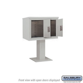 Salsbury Industries 3405D-2PGRY Pedestal Mounted 4C Horizontal Mailbox Unit - 5 Door High Unit (48-1/8 Inches) - Double Column - Stand-Alone Parcel Locker - 2 PL5