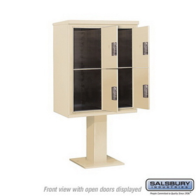 Salsbury Industries 3410D-4PSAN Pedestal Mounted 4C Horizontal Mailbox Unit - 10 Door High Unit (65 5/8 Inches) - Double Column - Stand-Alone Parcel Locker - 4 PL5