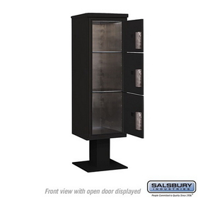 Salsbury Industries 3414S-3PBLK Pedestal Mounted 4C Horizontal Mailbox Unit - 14 Door High Unit (66 3/4 Inches) - Single Column - Stand-Alone Parcel Locker - 1 PL4 and 2 PL5