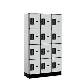 Salsbury 12" Wide Four Tier Designer Wood Locker - 3 Wide - 5 Feet High - 15 Inches Deep - Electronic Locks