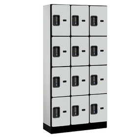 Salsbury 12" Wide Four Tier Designer Wood Locker - 3 Wide - 6 Feet High - 15 Inches Deep - Electronic Locks