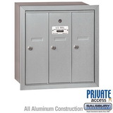Salsbury Industries Vertical Mailbox (Includes Master Commercial Lock) - 3 Doors - Recessed Mounted - Private Access
