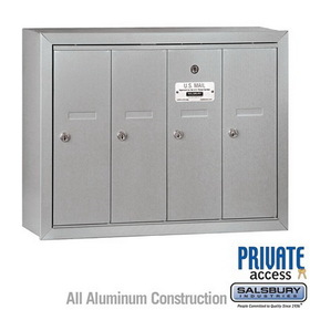 Salsbury Industries Vertical Mailbox (Includes Master Commercial Lock) - 4 Doors - Surface Mounted - Private Access