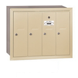 Salsbury Industries 3504SRP Vertical Mailbox (Includes Master Commercial Lock) - 4 Doors - Sandstone - Recessed Mounted - Private Access