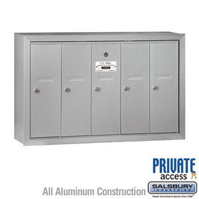 Salsbury Industries Vertical Mailbox (Includes Master Commercial Lock) - 5 Doors - Surface Mounted - Private Access