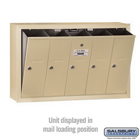 Salsbury Industries 3505SSU Vertical Mailbox - 5 Doors - Sandstone - Surface Mounted - USPS Access