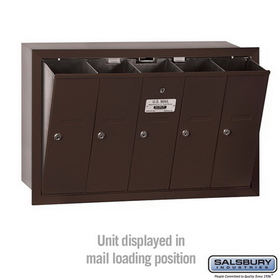 Salsbury Industries 3505ZRU Vertical Mailbox - 5 Doors - Bronze - Recessed Mounted - USPS Access
