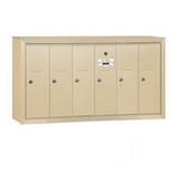Salsbury Industries 3506SSP Vertical Mailbox (Includes Master Commercial Lock) - 6 Doors - Sandstone - Surface Mounted - Private Access