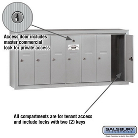 Salsbury Industries 3507ASP Vertical Mailbox (Includes Master Commercial Lock) - 7 Doors - Aluminum - Surface Mounted - Private Access