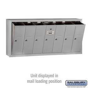 Salsbury Industries 3507ASP Vertical Mailbox (Includes Master Commercial Lock) - 7 Doors - Aluminum - Surface Mounted - Private Access