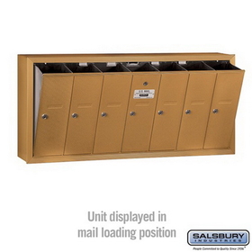 Salsbury Industries 3507BSP Vertical Mailbox (Includes Master Commercial Lock) - 7 Doors - Brass - Surface Mounted - Private Access