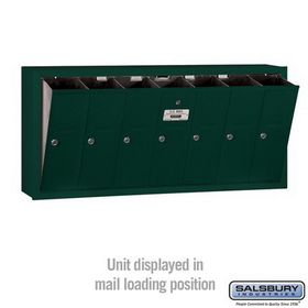 Salsbury Industries 3507GSP Vertical Mailbox (Includes Master Commercial Lock) - 7 Doors - Green - Surface Mounted - Private Access