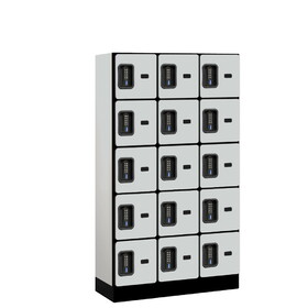 Salsbury 12" Wide Five Tier Box Style Designer Wood Locker - 3 Wide - 5 Feet High - 15 Inches Deep - Electronic Locks