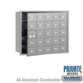 Salsbury Industries 4B+ Horizontal Mailbox (Includes Master Commercial Lock) - 25 A Doors (24 usable) - Front Loading - Private Access