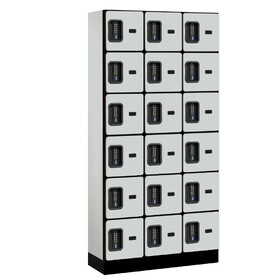 Salsbury 12" Wide Six Tier Box Style Designer Wood Locker - 3 Wide - 6 Feet High - 15 Inches Deep - Electronic Locks